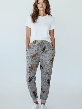 easel Gray Printed Sock Monkey Jogger Pants